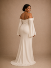 ChicSew Elegant Crepe Sweetheart A-Line Flutter Sleeves Floor-Length Wedding Dress
