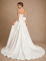 ChicSew Classic Strapless Satin Mermaid Floor-Length Wedding Dresses With Overskirt