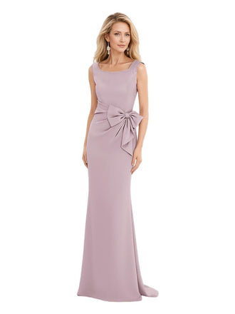 Elegant Square Neckline Mermaid Crepe Long Mother Of The Bride Dresses Bow Knot
