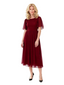 Elegant Short Sleeves Jewel Chiffon A-Line Midi Length Mother Of The Bride Dresses