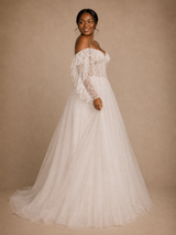 ChicSew Unique Spaghetti Straps Boning Lace Glitter Tulle Long A-Line Wedding Dress