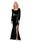 Trendy Long Sleeves Mermaid Velvet Long Mother of The Bride Dresses Side Slit