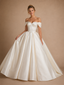 ChicSew Classic Off Shoulder Sleeveless Satin A-Line Floor-Length Wedding Dresses With Beading