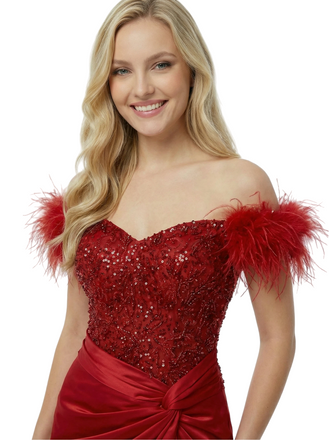 ChicSew Elegant Satin Off Shoulder Ruched Mermaid Formal Prom Dresses With Side Slit