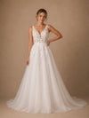 ChicSew Beautiful Lace Tulle V-Neck A-Line Maxi Long Wedding Dress With Applique