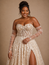 ChicSew Romantic Unique Sweetheart  A-Line Tulle Maxi Wedding Dress With 3D Floral Sequin