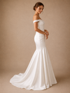 ChicSew Unique Ruched Off The Shoulder Satin Mermaid Floor-Length Wedding Dress