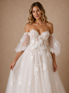 ChicSew Romantic Sweetheart Puff Sleeves Tulle Lace Appliques A-Line Maxi Wedding Dress