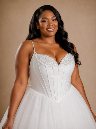 ChicSew Romantic Spaghetti Straps A-Line Sleeveless Lace Tulle Maxi Wedding Dress