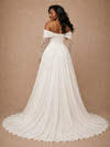 ChicSew Fancy Crepe Off The Shoulder A-Line Side Slit Long Wedding Dress With Lace Applique