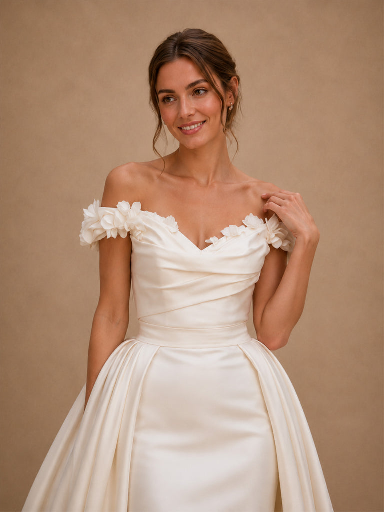 ChicSew Uinque Off The Shoulder Sleeveless Ruching Mermaid Long Wedding Dresses
