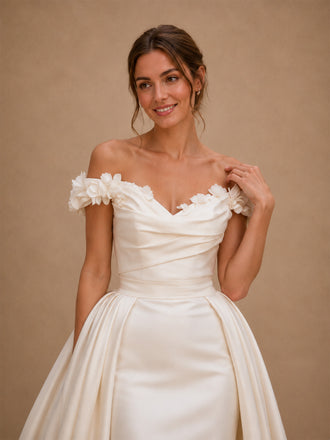 ChicSew Uinque Off The Shoulder Sleeveless Ruching Mermaid Long Wedding Dresses