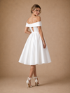 Chicsew Fancy Off The Shoulder Sleeveless A-Line Tea-Length Crepe Wedding Dress