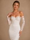 ChicSew Elegant Crepe Sweetheart Mermaid Floor-Length Wedding Dress With Lace Applique Sleeves