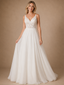 ChicSew Elegant A-Line Lace Chiffon Spaghetti Straps Sleeveless Maxi Wedding Dress