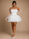 ChicSew Fancy Strapless Bow Knot Sleeveless A-Line Tulle Mini-Length Wedding Dress