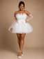 ChicSew Fancy Strapless Bow Knot Sleeveless A-Line Tulle Mini-Length Wedding Dress