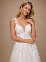 ChicSew Classy Spaghetti Straps V-Neck Lace Tulle A-Line Long Wedding Dress