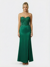 Elegant Strapless Sweetheart Lace Satin Sweetheart Mermaid Evening Formal Gown