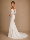 ChicSew Elegant Crepe Sweetheart Mermaid Floor-Length Wedding Dress With Lace Applique Sleeves