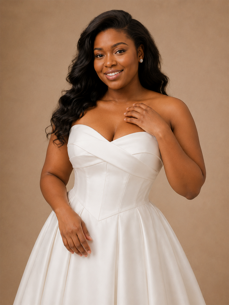 ChicSew Elegant Sweetheart Satin Boning A-Line Floor-Length Wedding Dress