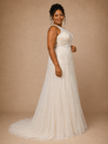ChicSew Elegant High Neck A-Line Sleeveless Lace Tulle Maxi Wedding Dress