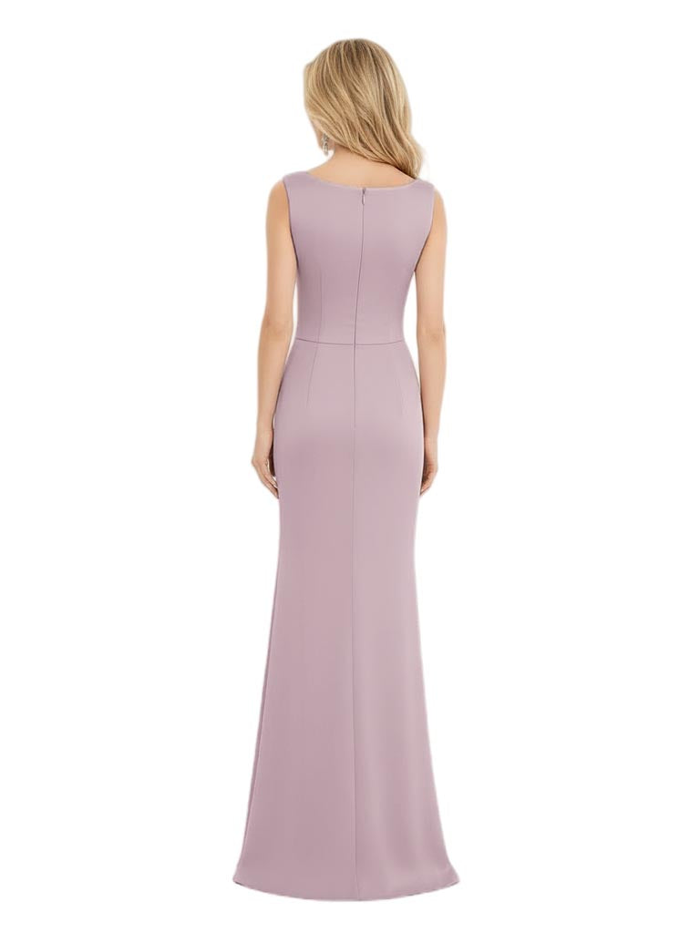 Elegant Square Neckline Mermaid Crepe Long Mother Of The Bride Dresses Bow Knot