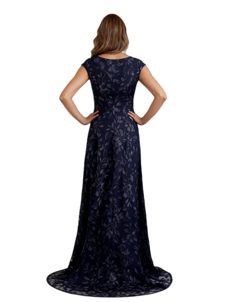 Elegant Lace Square Neck Side Slit Long Mother of The Bride and Groom Dresses For Wedding