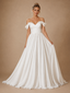 ChicSew Elegant V-Neck Off The Shoulder Chiffon A-Line Maxi Wedding Dress With 3D Flowers