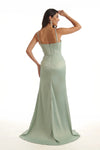 Sexy Side Split V-Neck Maxi Satin Unique Formal Maid of Honor Mermaid Dresses