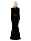 Trendy Long Sleeves Mermaid Velvet Long Mother of The Bride Dresses Side Slit