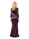 Elegant Long Sleeves Soft Satin Scoop Side Slit Mermaid Long Mother of The Bride Dresses