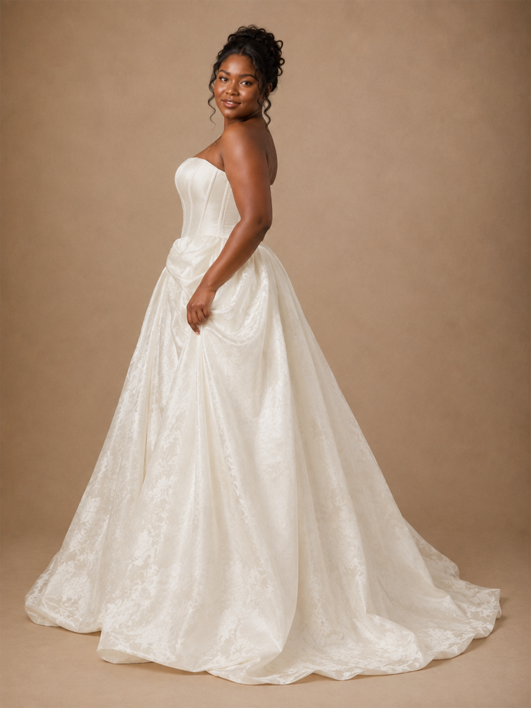 ChicSew Fancy Unique Sweetheart Floral Satin A-Line Floor-Length Wedding Dress With Boning