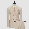 Beige 2 pieces Men’s Suit Flat Double Breasted Notch Peak Lapel Tuxedo CN510