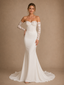ChicSew Elegant Crepe Sweetheart Mermaid Floor-Length Wedding Dress With Lace Applique Sleeves