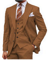 Brown Classic 3 Piece Men's Suit with Regular Fit and Sophisticated Peak Lapel CN474