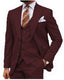 Burgundy Classic 3 Piece Men's Suit with Regular Fit and Sophisticated Peak Lapel CN475