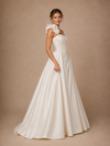 ChicSew Fancy One Shoulder 3D Flowers Ruching Satin A-Line Maxi Wedding Dress