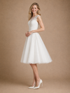ChicSew Fancy Illusion Sleeveless Lace Tulle A-Line Knee-Length Wedding Dress