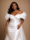 ChicSew Elegant Off The Shoulder Ruching Sleeveless Mermaid Satin Wedding Dress