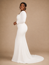ChicSew Elegant Square Neck Long Sleeves Mermaid Crepe Floor-Length Wedding Dress