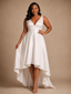 ChicSew Elegant V-Neck Sleeveless A-Line Satin High-Low Wedding Dress