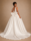 ChicSew Fancy Modern V-Neck A-Line Satin Floor-Length Wedding Dress With Applique