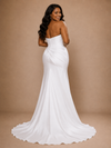 ChicSew Fancy Sweetheart Mermaid Ruched Side Slit Satin Floor-Length Wedding Dress With Beading