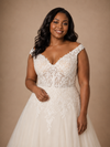 ChicSew Romantic V-Neck Off The Shoulder A-Line Lace Appliques Tulle Maxi Wedding Dress
