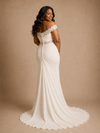 ChicSew Unique Off The Shoulder Lace Appliques Chiffon Long Mermaid Wedding Dress