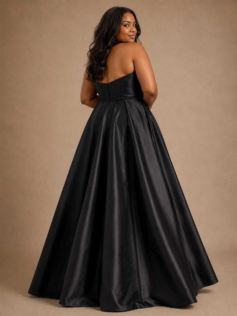 ChicSew Modern Square Neck Halter Strap A-Line Satin High-Low Wedding Dress