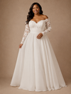 ChicSew Elegant Sweetheart Long Sleeves A-Line Lace Appliques Chiffon Maxi Wedding Dress