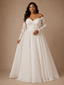 ChicSew Elegant Sweetheart Long Sleeves A-Line Lace Appliques Chiffon Maxi Wedding Dress