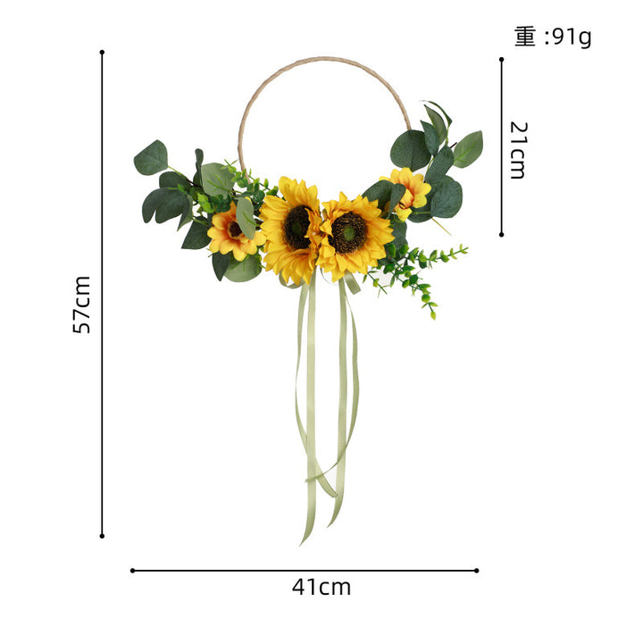New Sunflower Home Decoration Wreath Wall Hanging Door Decoration Festive Decoration Tassel Wreath, CF6114